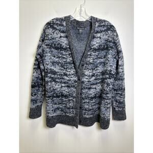 Athleta Westlake Textured Cardigan Sweater Womens‎ L Fog Camo Cool Comfy Preppy